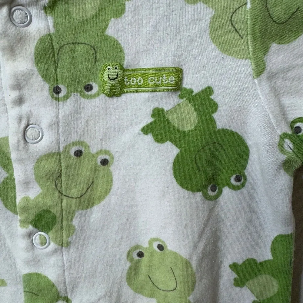 Frog Sleeper Baby Girls 9 Months Green Footed  Long Sleeves Snap Unisex